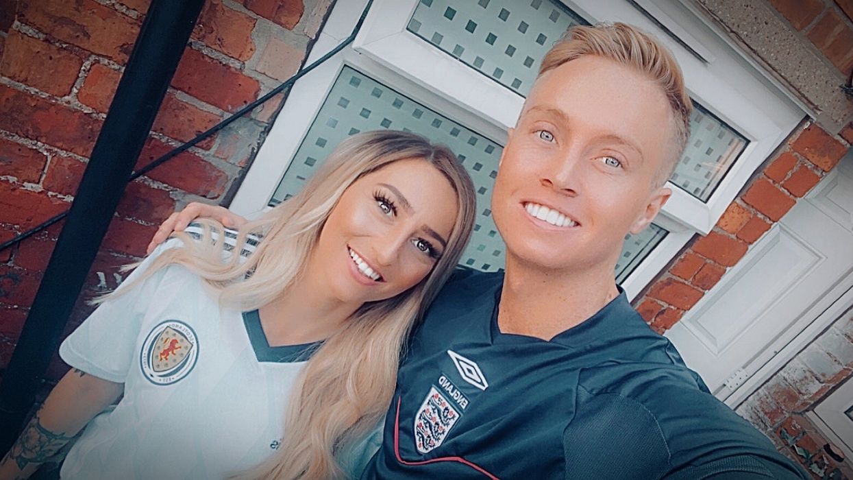 <p>James Brown, 24, from Middlesbrough and Jade Hamilton, 28, from Carnoustie will be watching the game together</p>