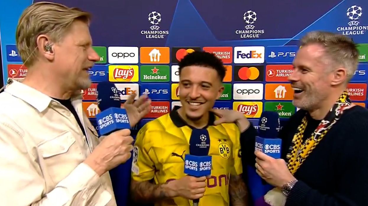 Drunk Jamie Carragher interviewing Jadon Sancho is the best thing you'll see today