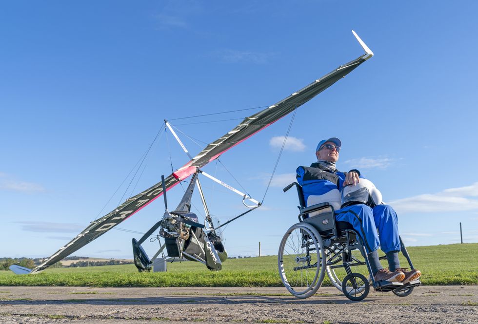 Reach for the sky: Brain cancer patient completes microlight flight for charity