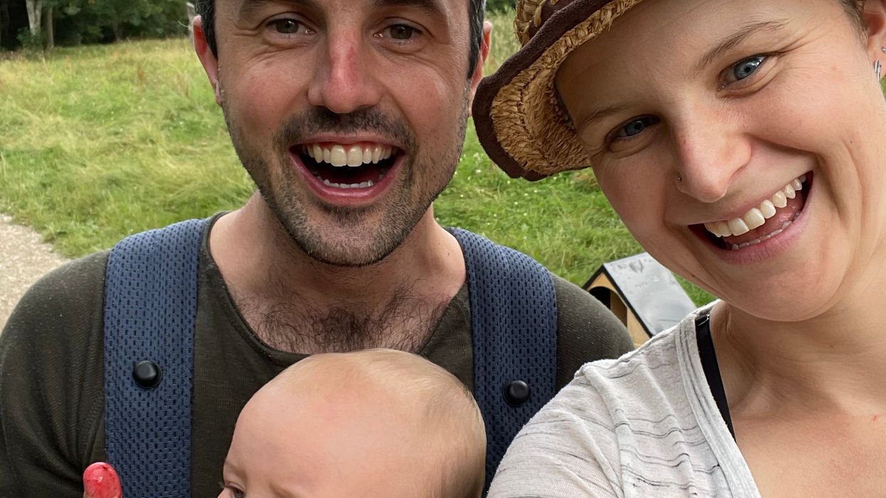 Jamie McDonald, partner Anna McNuff and their baby daughter Storm (Jamie McDonald/PA)