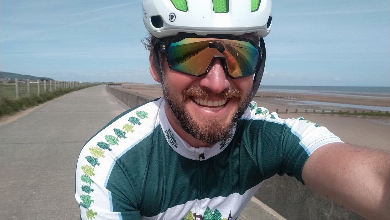 <p>Jamie Ramsay on his bike</p>