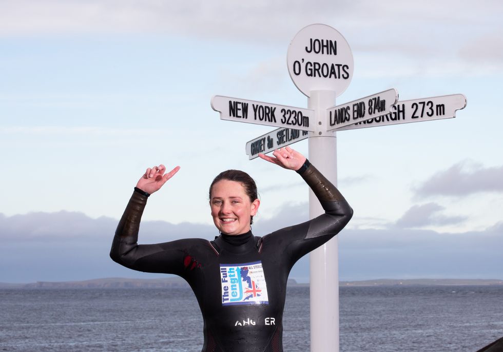Woman, 23, claims world record for Land’s End to John O’Groats swim