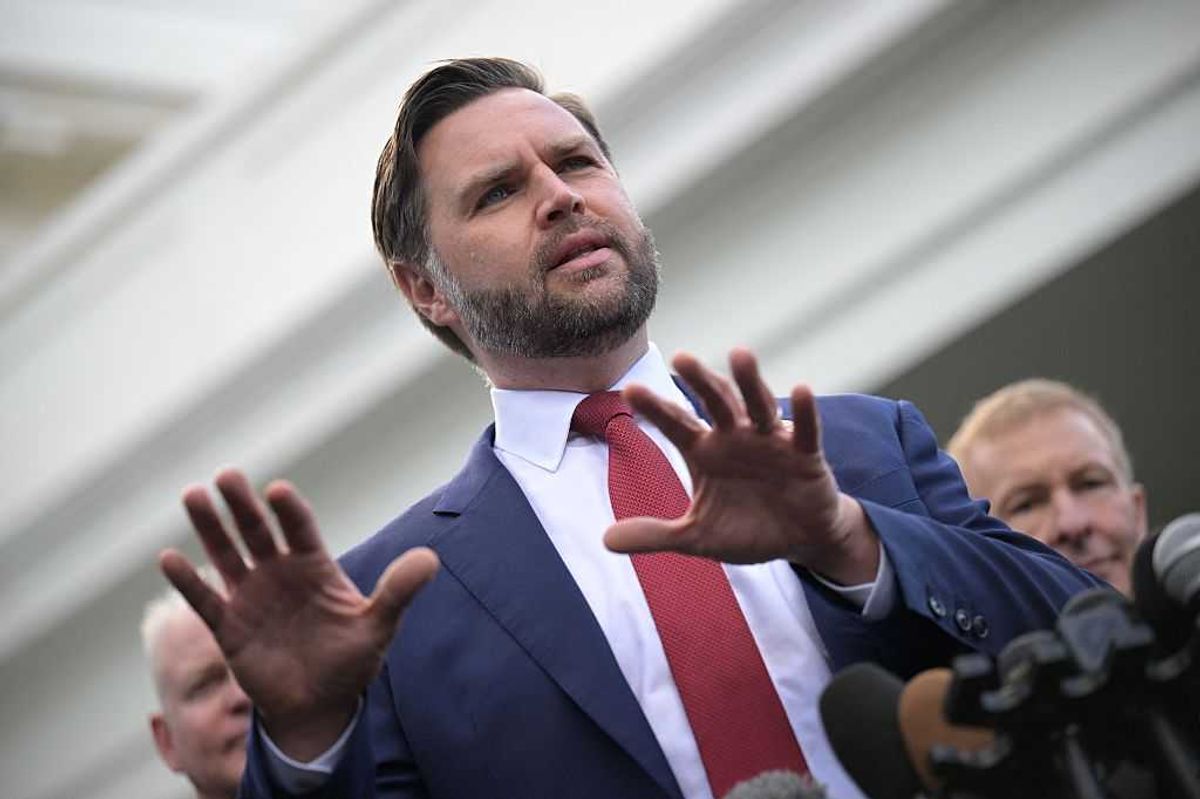 JD Vance speaks outside the West Wing of the White House