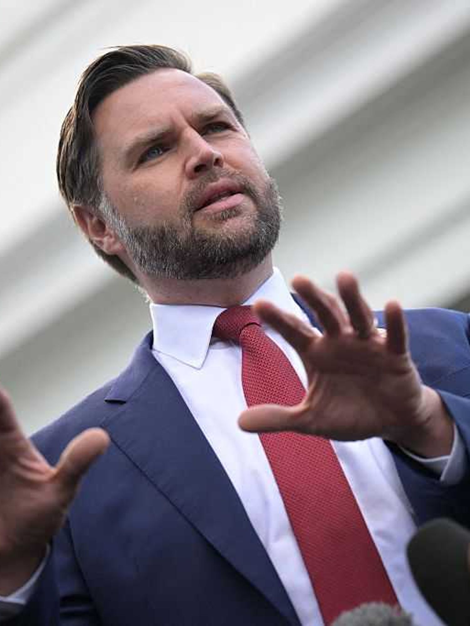 JD Vance speaks outside the West Wing of the White House
