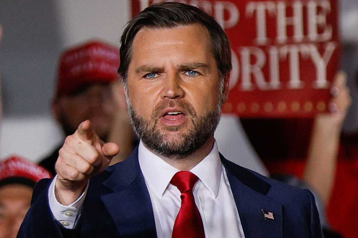 JD Vance talking at a rally.