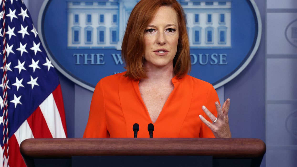 <p>Jen Psaki during The White House press conference yesterday</p>
