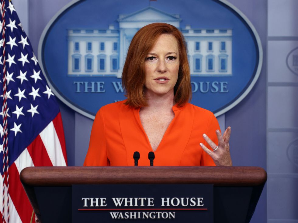 <p>Jen Psaki during The White House press conference yesterday</p>