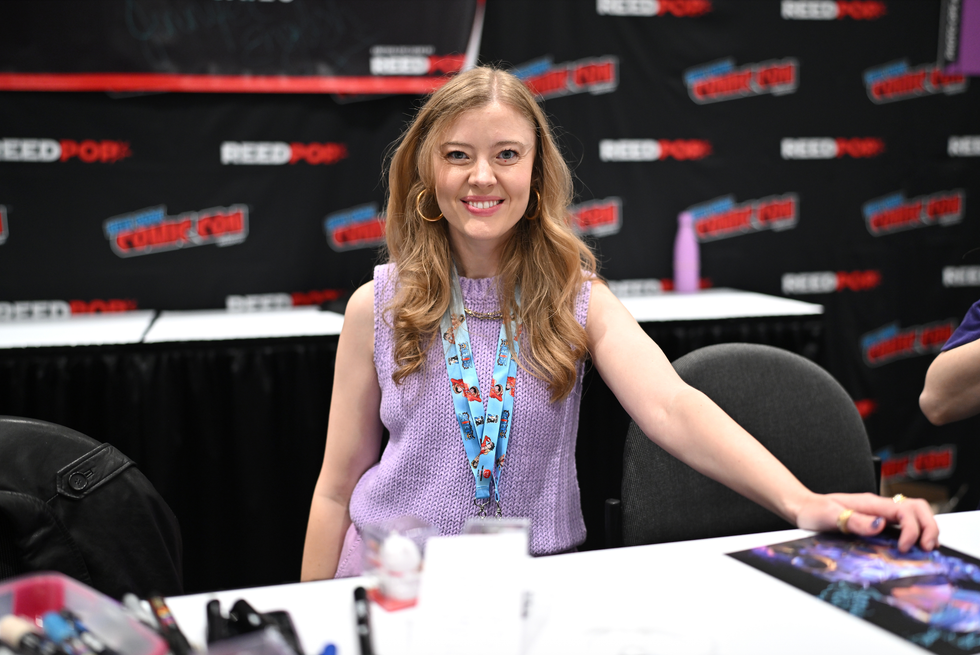 Jennifer English signs autographs during New York Comic Con 2024 at The Jacob K. Javits Convention Center on October 17, 2024 in New York City