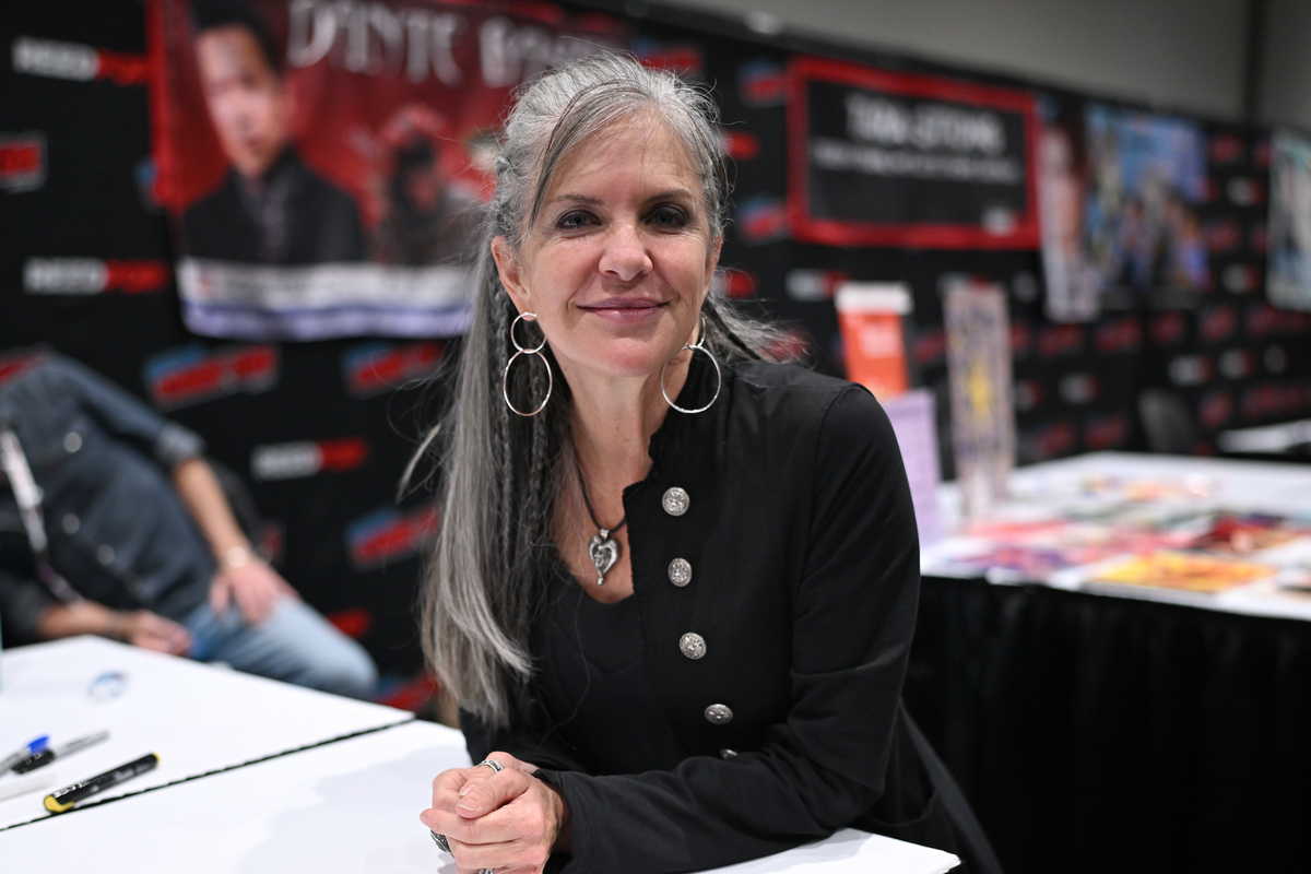 Jennifer Hale signs autographs during New York Comic Con 2025 at The Jacob K. Javits Convention Center on October 09, 2025 in New York City