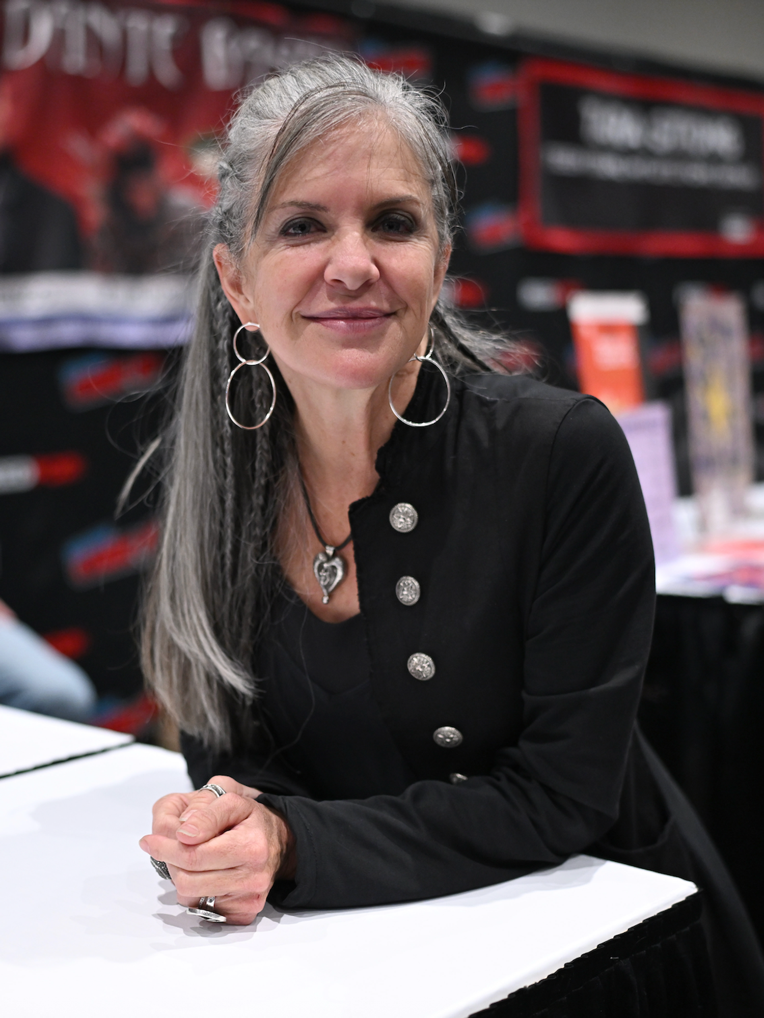 Jennifer Hale signs autographs during New York Comic Con 2025 at The Jacob K. Javits Convention Center on October 09, 2025 in New York City