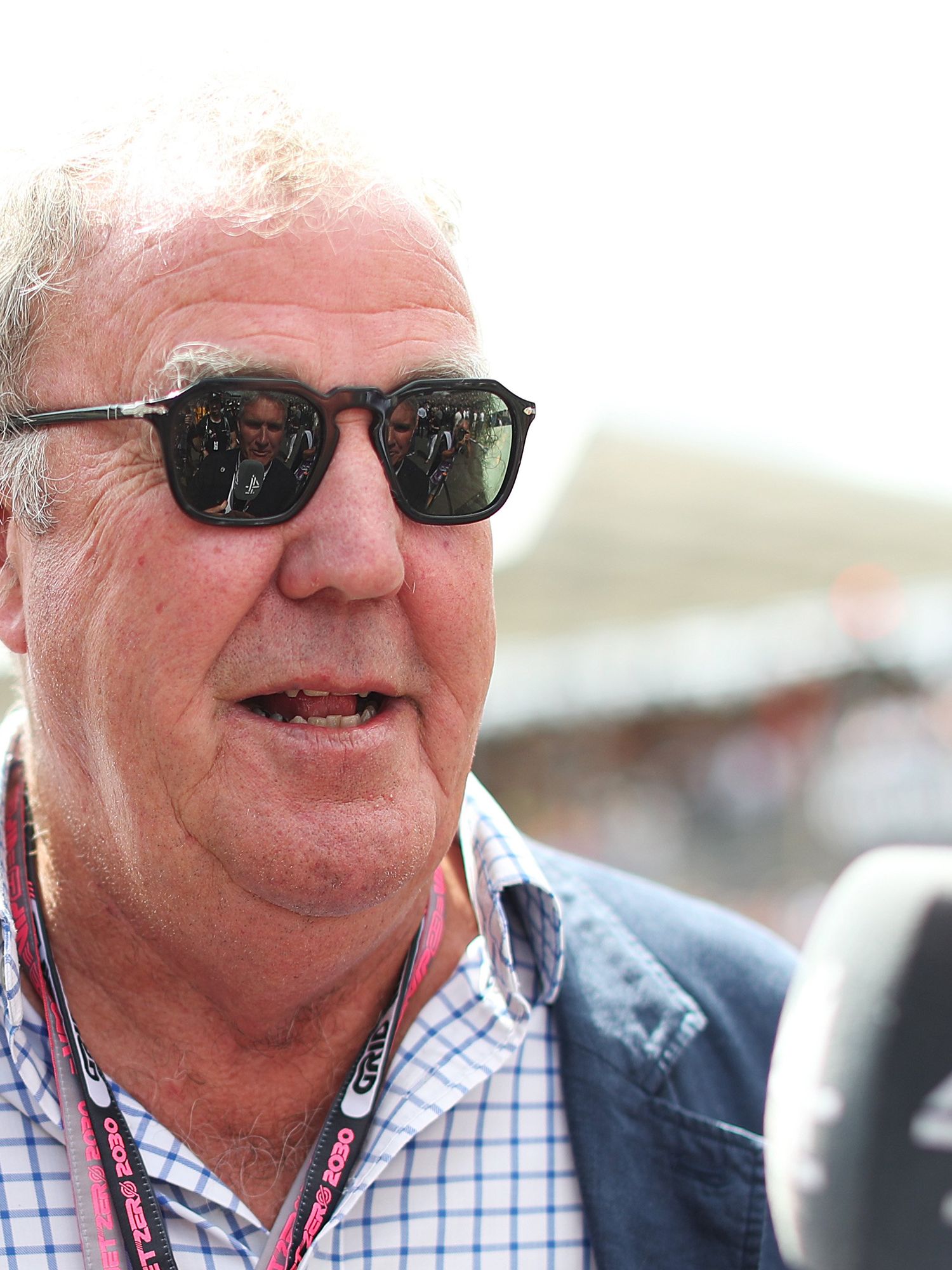 Jeremy Clarkson looks on from the grid prior to the F1 Grand Prix of Great Britain at Silverstone Circuit on July 09, 2023 in Northampton, England