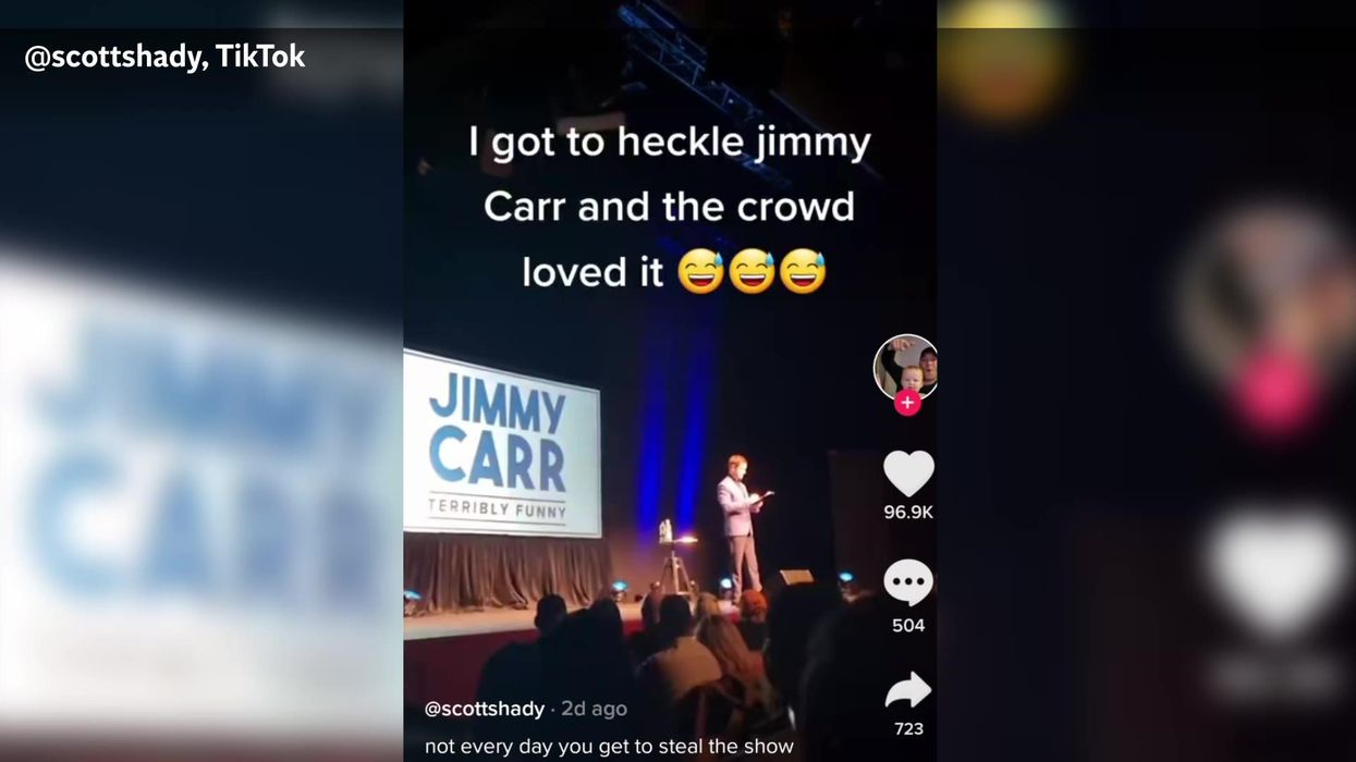 Jimmy Carr gets so savagely heckled by audience member that it leaves him silent
