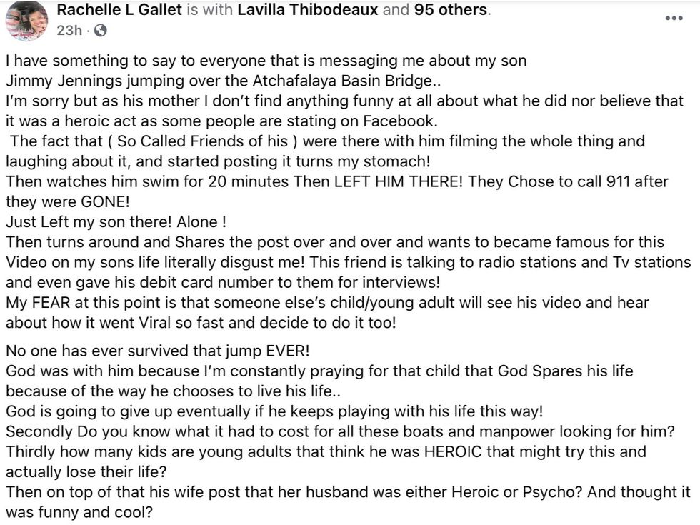 Jimmy\u2019s mother had a lot to say about the incident