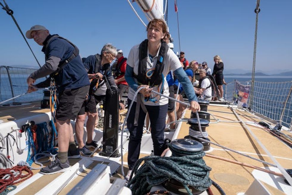 Joanne Currie on board a yacht