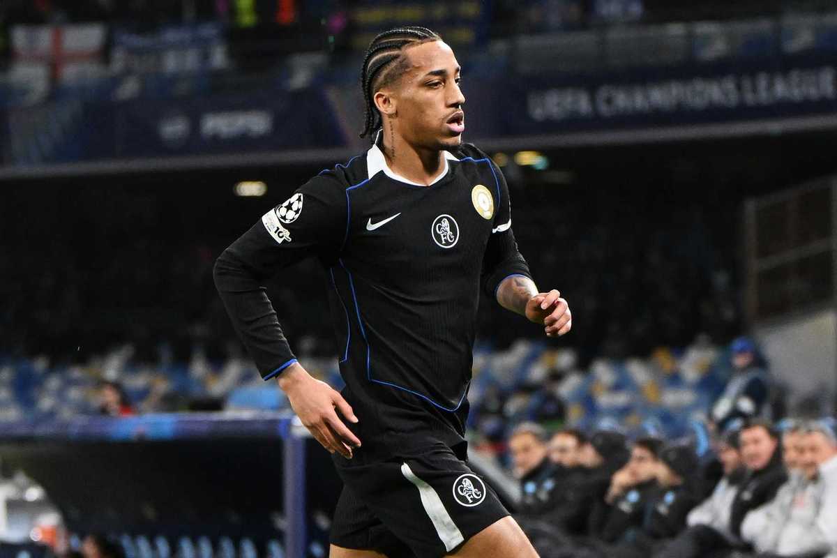 Joao Pedro of Chelsea celebrates scoring his team's second goal during the UEFA Champions League 2025/26 League Phase MD8 match between SSC Napoli and Chelsea FC at Stadio Diego Armando Maradona on January 28, 2026 in Naples, Italy