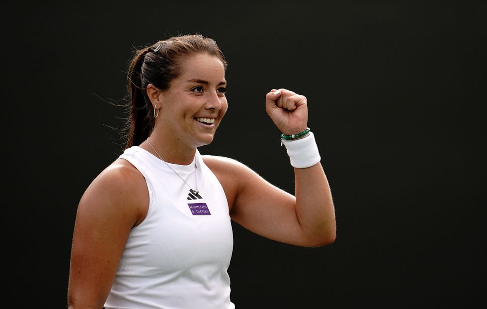 Jodie Burrage will celebrate with Percy Pigs after first win at Wimbledon