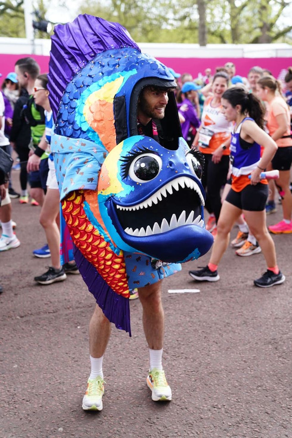Joel Dommett after finishing the TCS London Marathon.