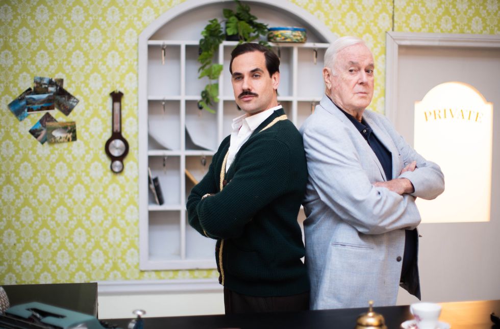 John Cleese with stage character Basil Fawlty