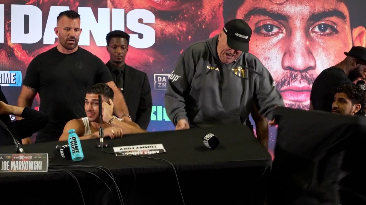 'I'm a machine': John Fury 'loses it' and kicks over tables at Tommy Fury and KSI press conference