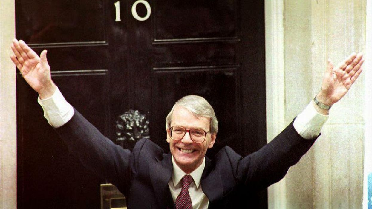John Major pictured after winning the general election in 1992