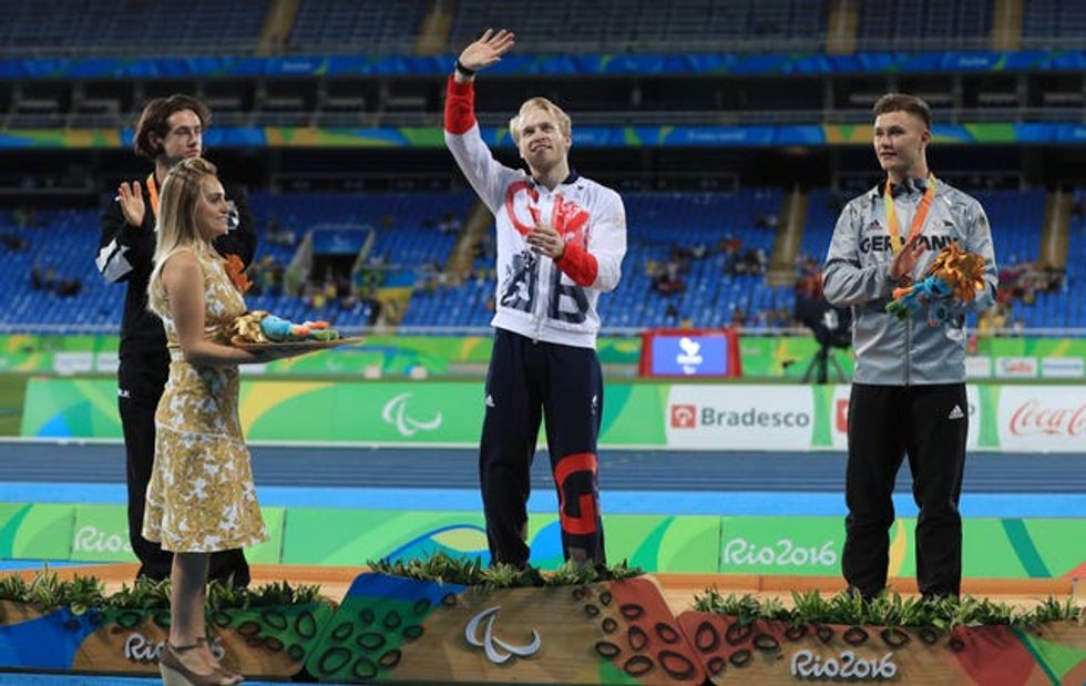 Jonnie Peacock with his gold medal won at Rio 2016