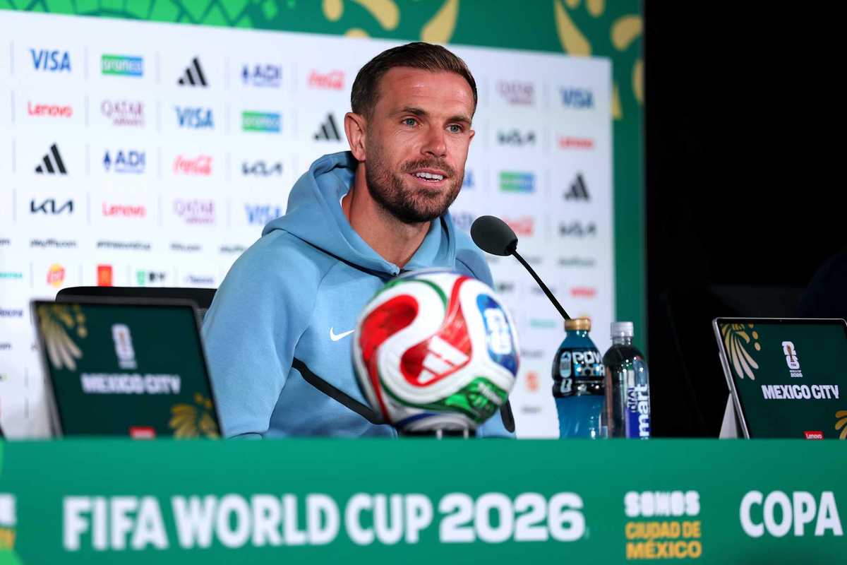 Jordan Henderson #14 of England speaks to the media during a press conference ahead of the FIFA World Cup 2026 Round of 16 match between Mexico and England on July 04, 2026 in Mexico City, Mexico