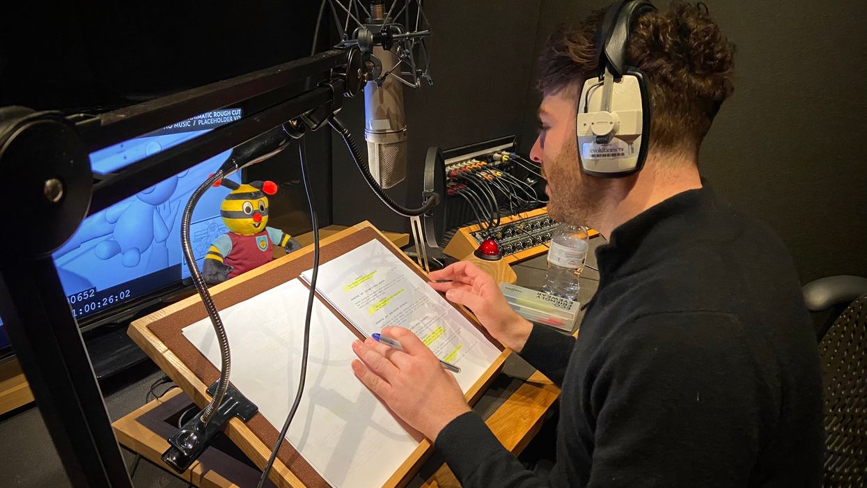 Jordan North records his narration (Burnley FC/PA)