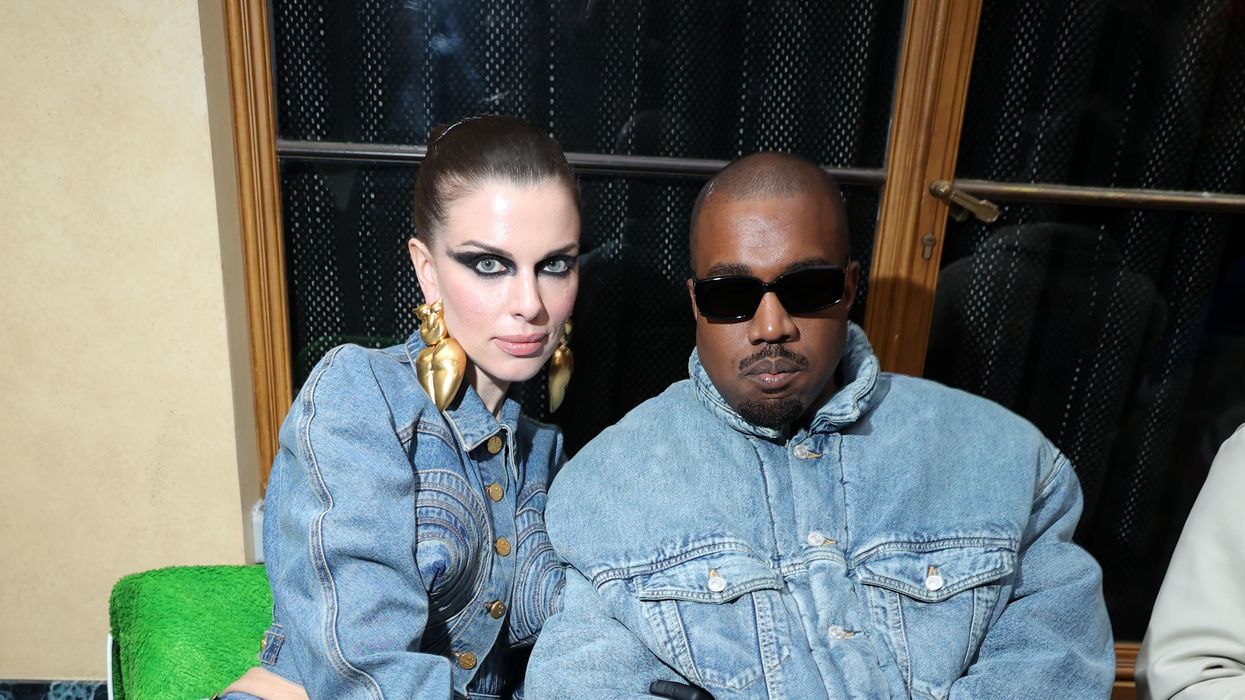 Julia Fox and Kanye West wearing matching denim outfits