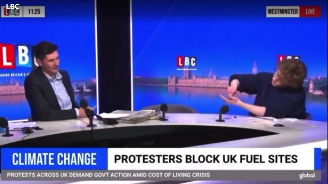 Just Stop Oil protester glues himself to LBC microphone