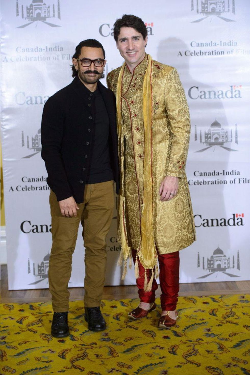 Justin Trudeau meets with Indian movie star Aamir Khan in Mumbai, India