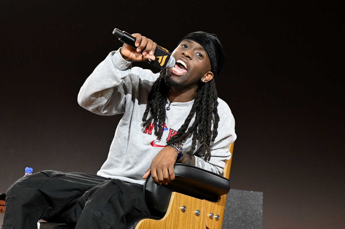 Kai Cenat speaks onstage during Fanatics Fest NYC 2025 at Javits Center on June 21, 2025 in New York City