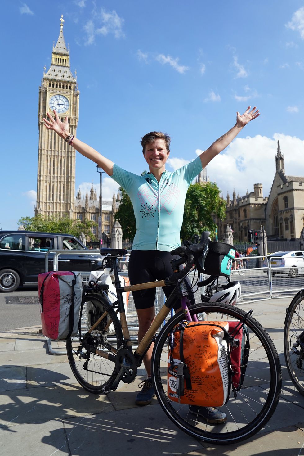 Cyclist reaches Parliament Square after 3,000-mile ride around Britain