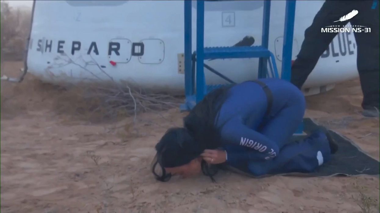 Katy Perry kisses ground as she returns from space on Blue Origin launch