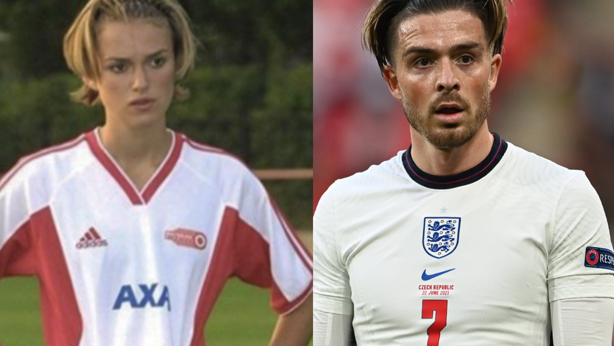 <p>Keira Knightley, left, and Jack Grealish</p>