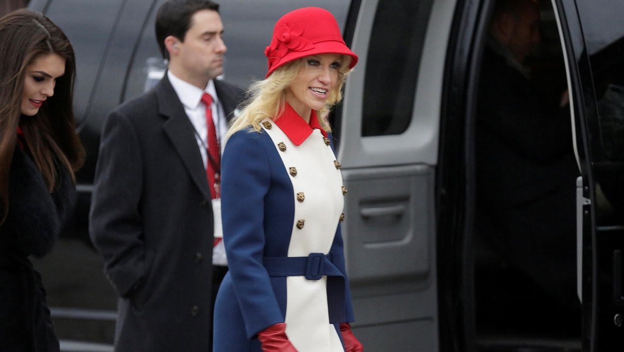 Kellyanne Conway, advisor to U.S. President-elect Donald Trump, departs for a church service before the 58th Presidential Inauguration in Washington, U.S., January 20, 2017.