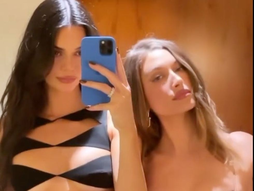 <p>Kendall Jenner and Hailey Bieber</p>