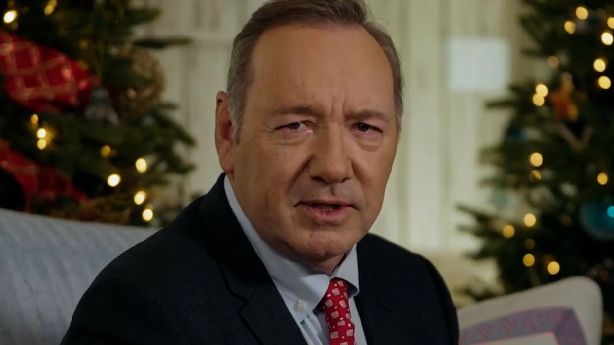 Kevin Spacey is joined by Tucker Carlson in strange Christmas message