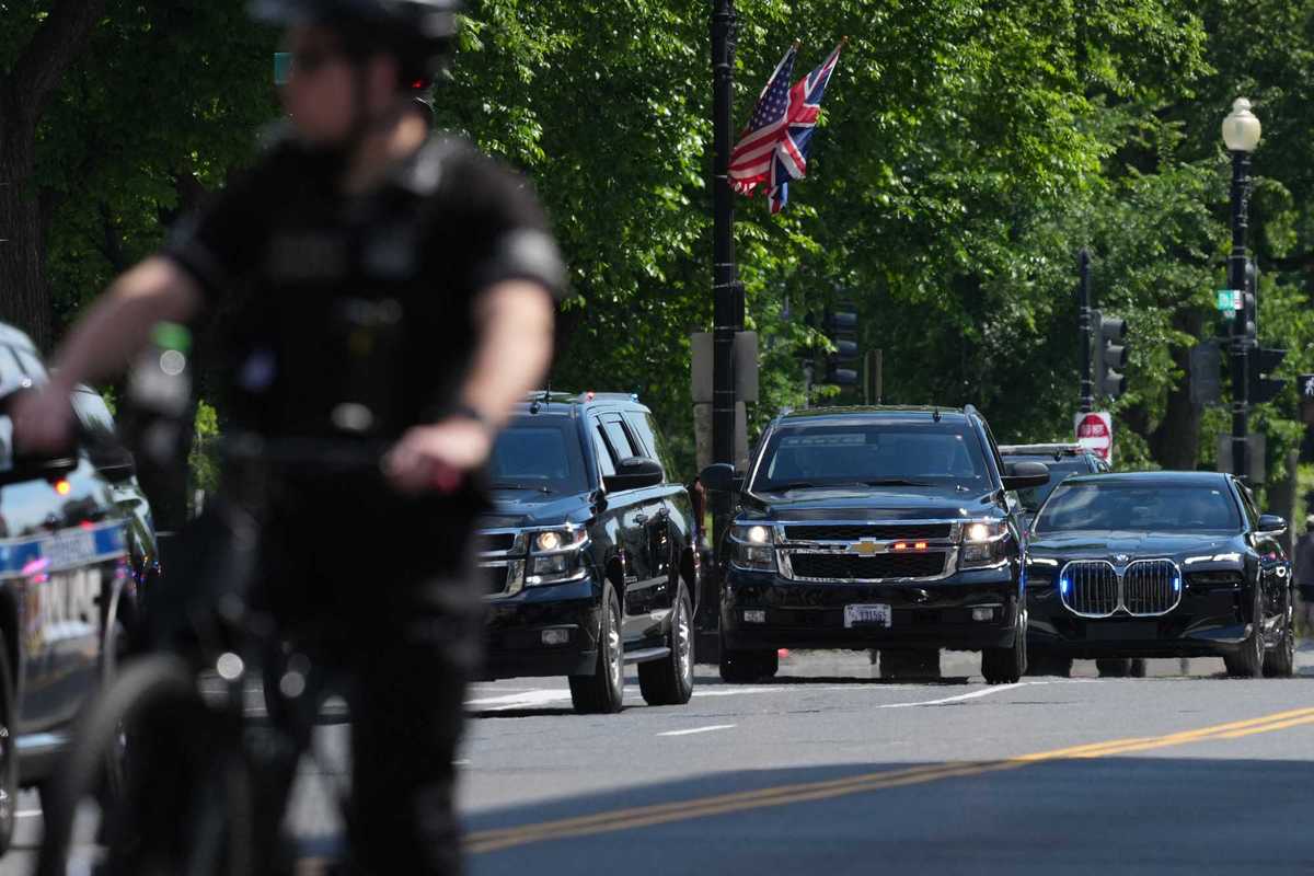 King Charles III and Queen Camilla's motorcade during their state visit to the US.