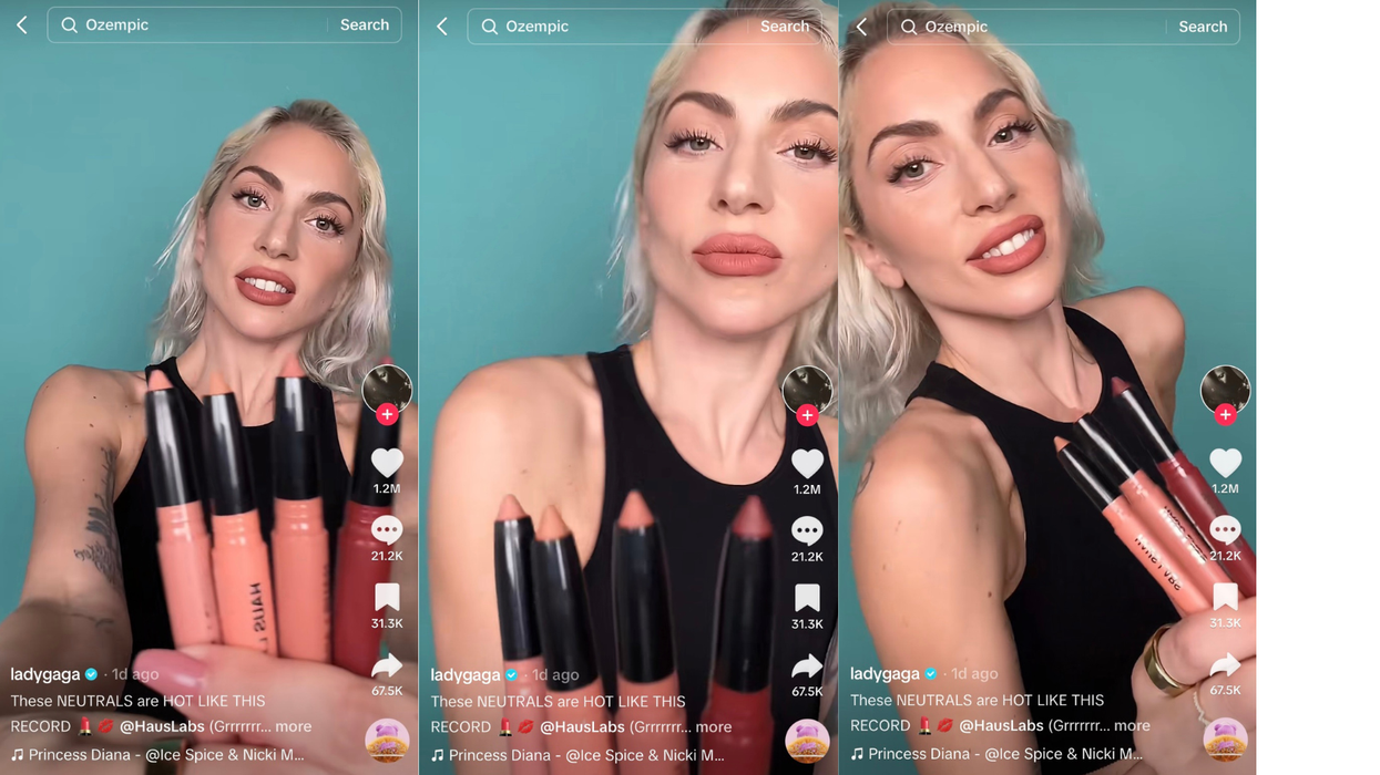 Lady Gaga showing off her lipsticks in a TikTok