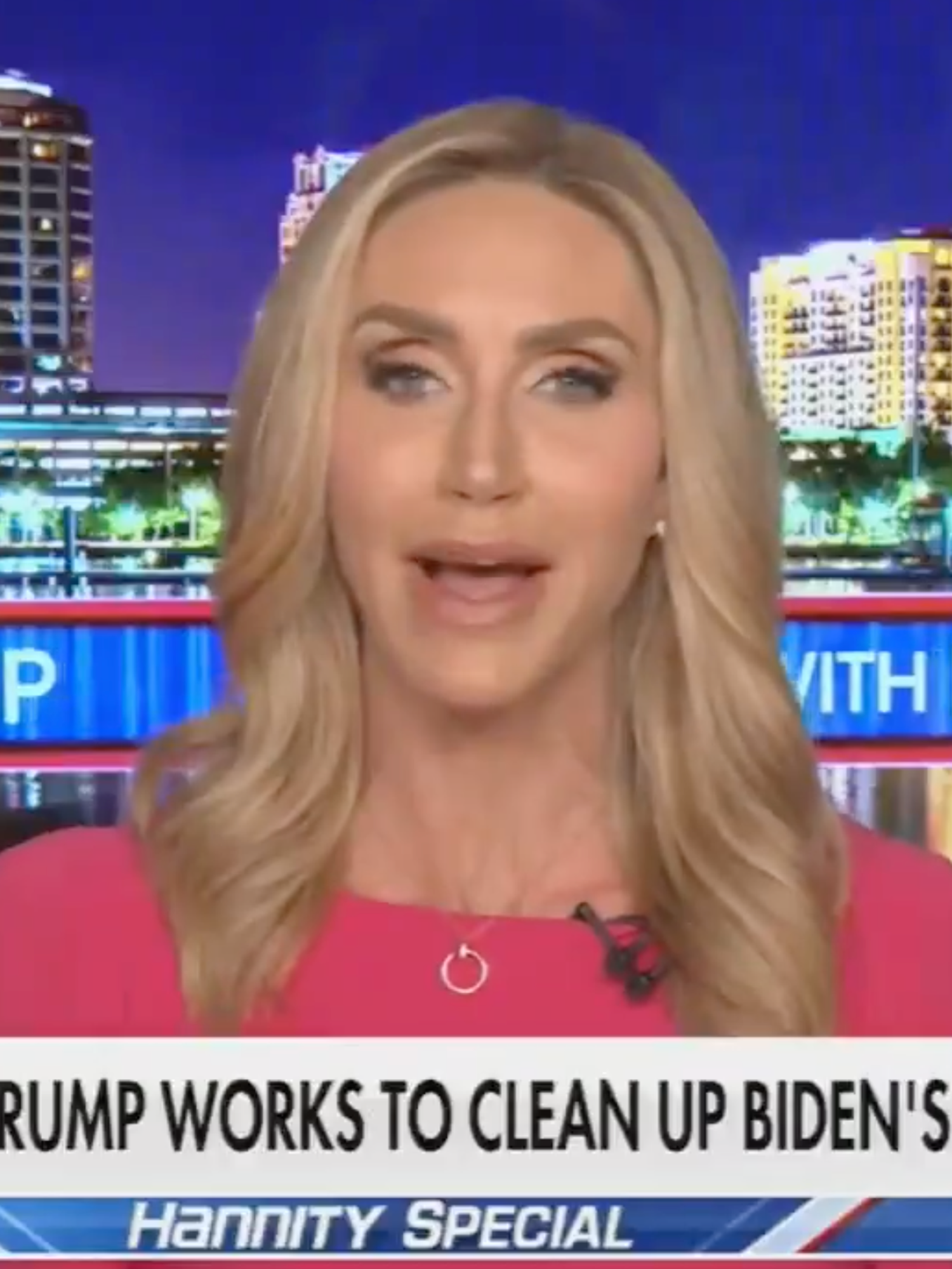 Lara Trump, a white woman with long blonde hair, appearing on Fox News.