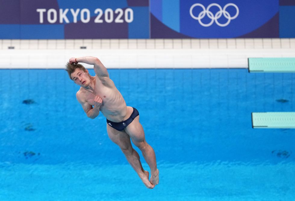 Laugher during the men\u2019s 3m springboard final (Martin Rickett/PA)