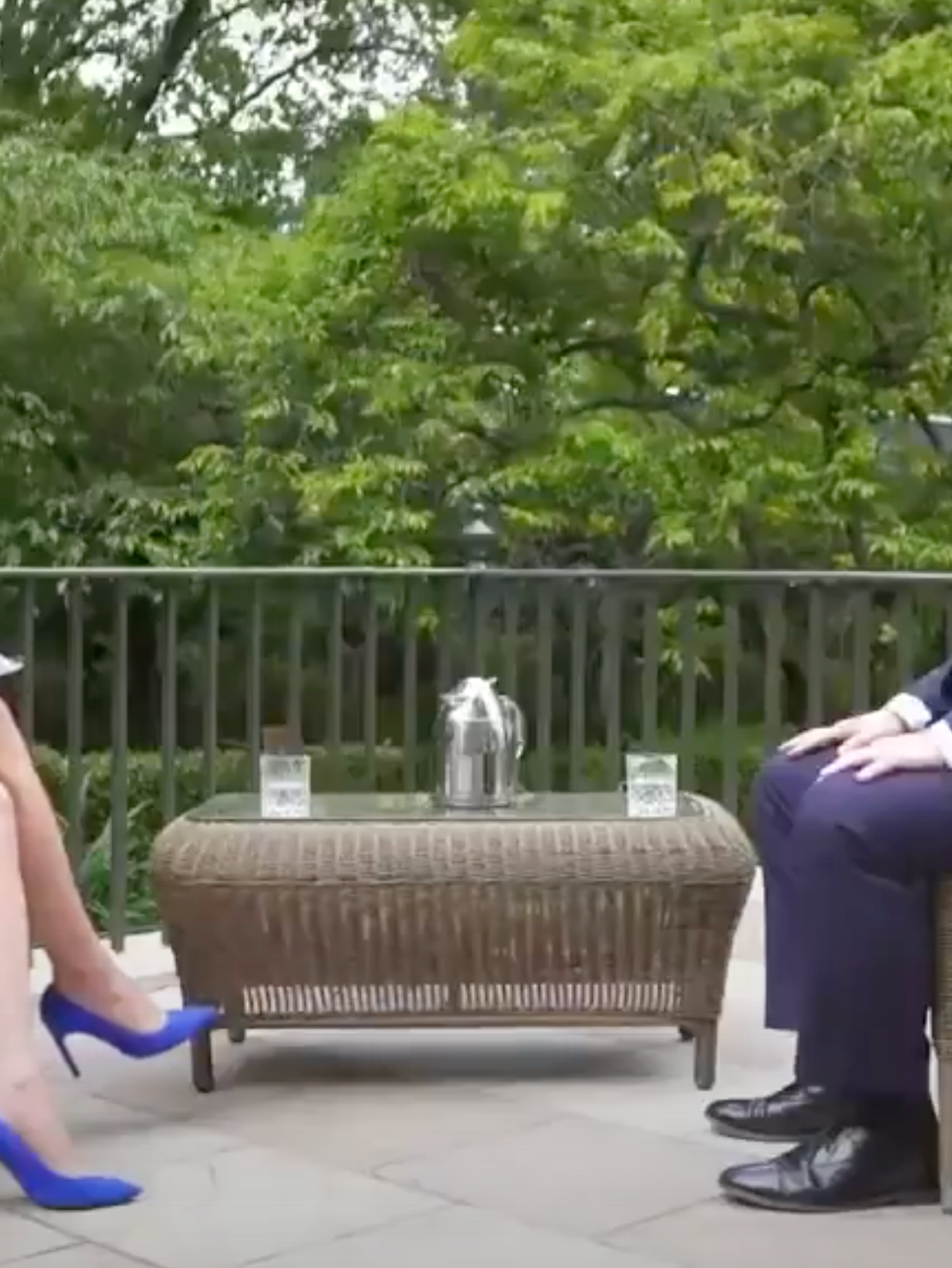 Laura Kuenssberg interviews Boris Johnson on the garden terrace of Downing Street.