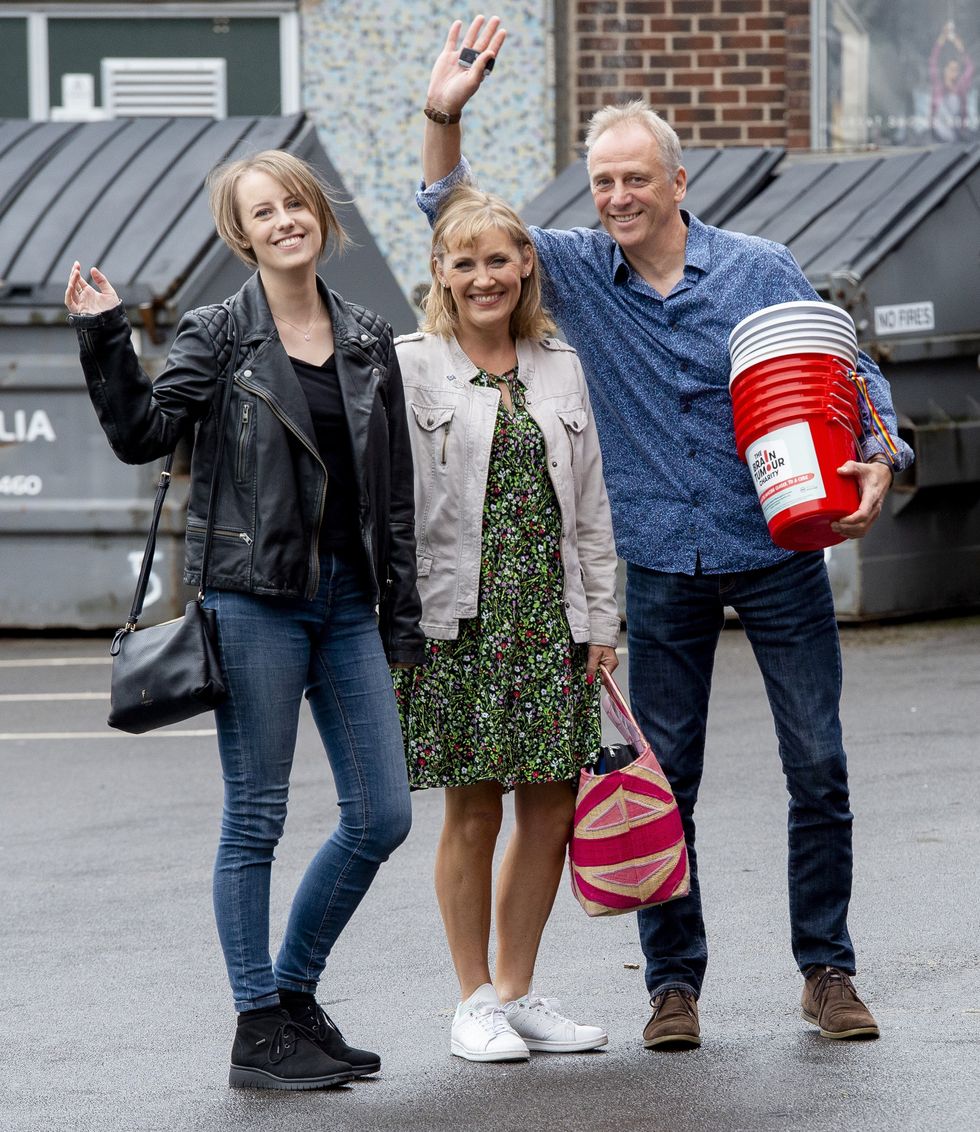 Laura Nuttall (left) with her mum Nicola and dad Mark arrive at the show (Peter Powell/PA)