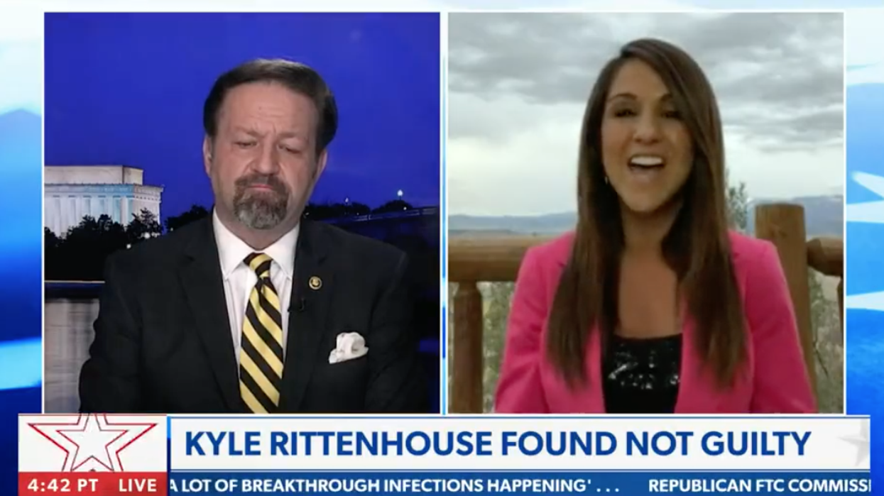 <p>Lauren Boebert challenges Madison Cawthorn to sprint during an interview on Newsmax</p>