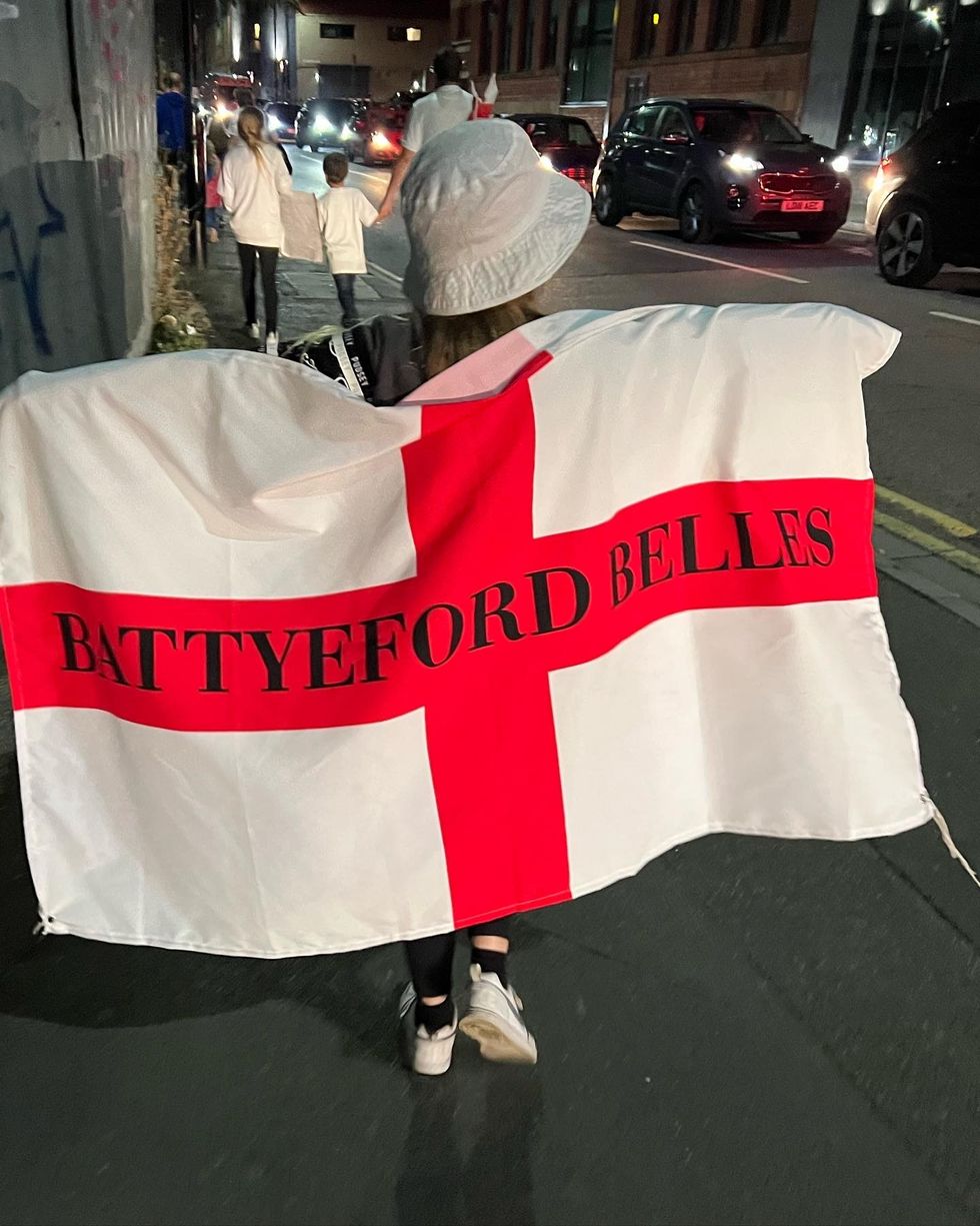 Family watching Euro final hope their personalised flag appears on TV again