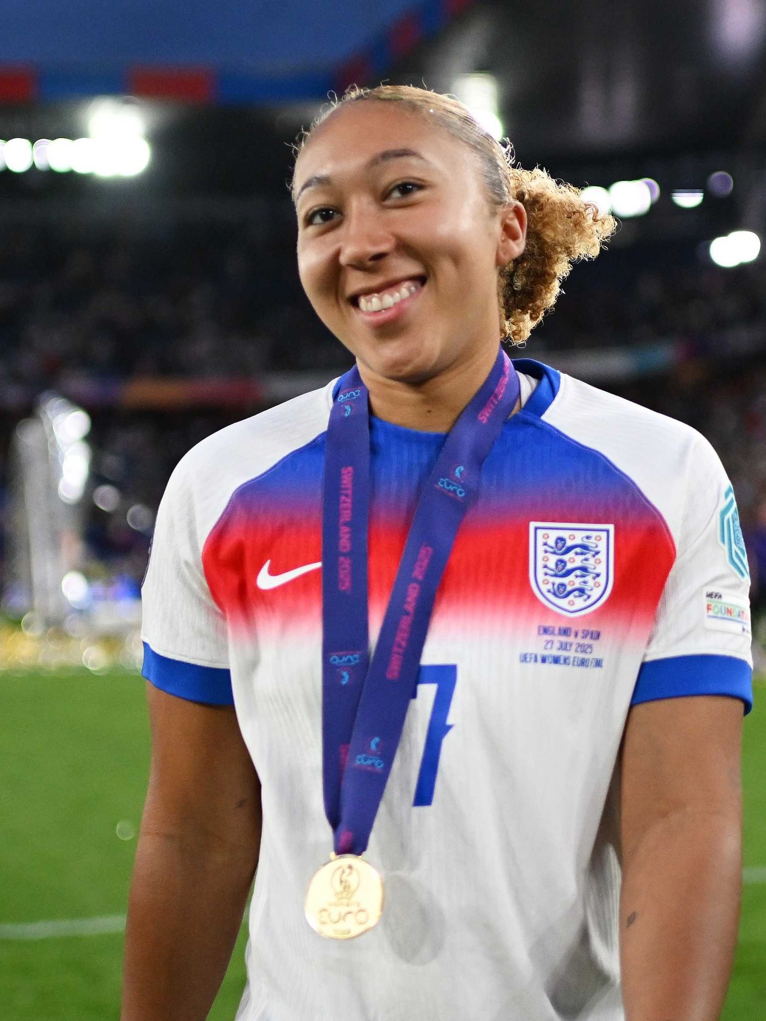 Lauren James of England celebrates following the team's victory in the UEFA Women's EURO 2025 Final match between England and Spain at St. Jakob-Park on July 27, 2025 in Basel, Switzerland