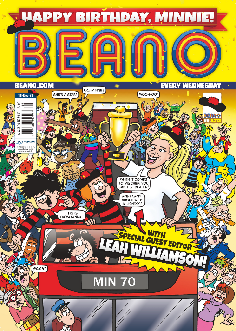 Lioness Leah Williamson guest-edits Beano to mark Minnie the Minx 70th birthday