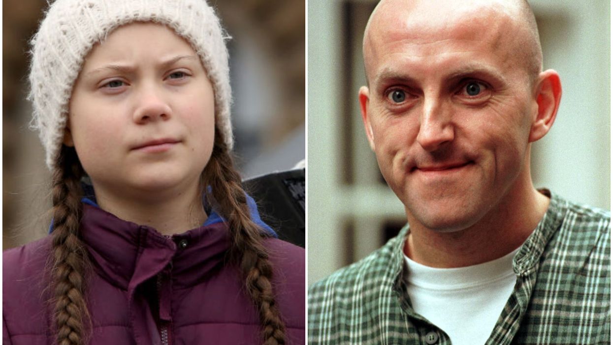 <p>Lee Hurst (right) was briefly suspended from Twitter for his lewd joke about Greta Thunberg</p>