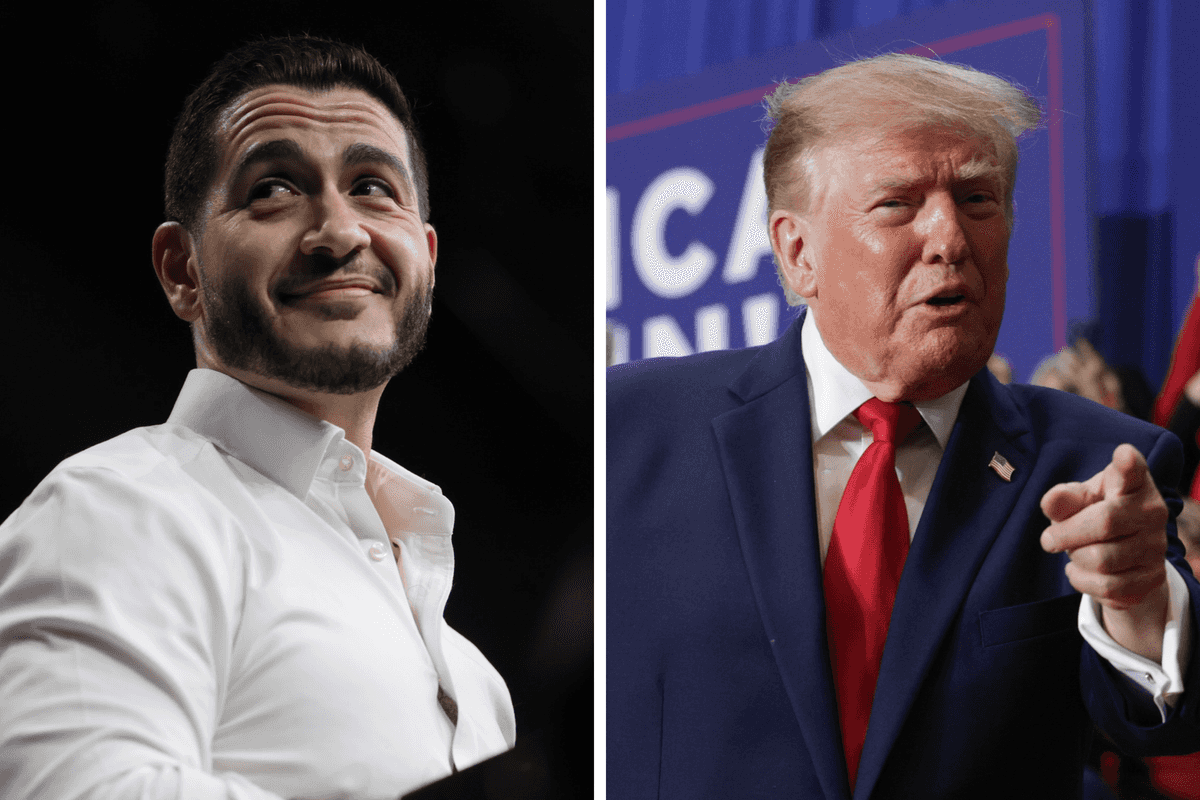 Left, Abdul El-Sayed and right, Donald Trump.