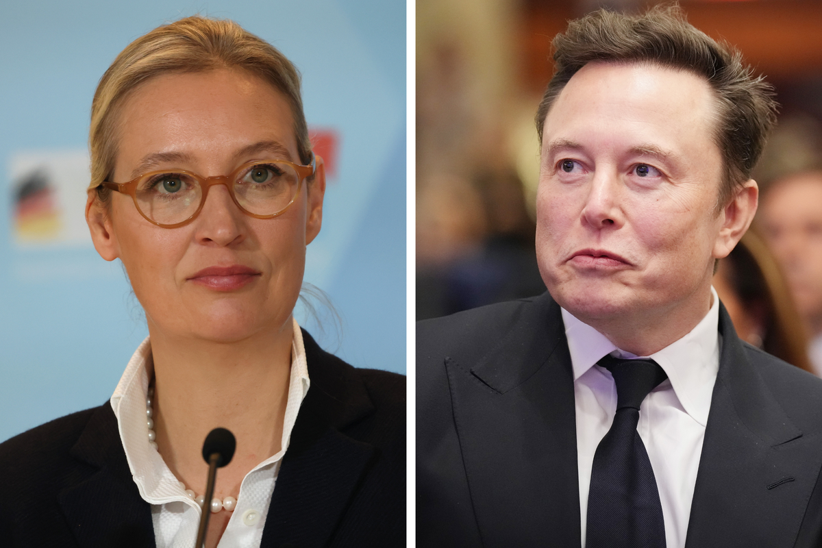 Left, Alice Weidel. Right, Elon Musk.